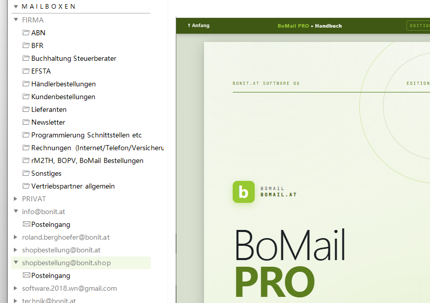 Mehrere Mailboxen in BoMail
