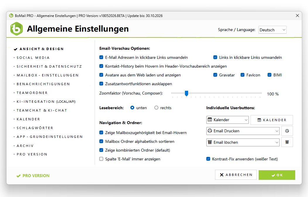 Allgemeine Einstellungen