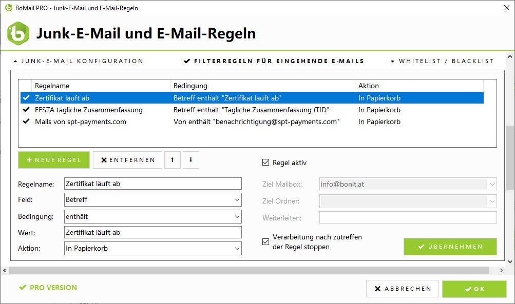 Regel definieren