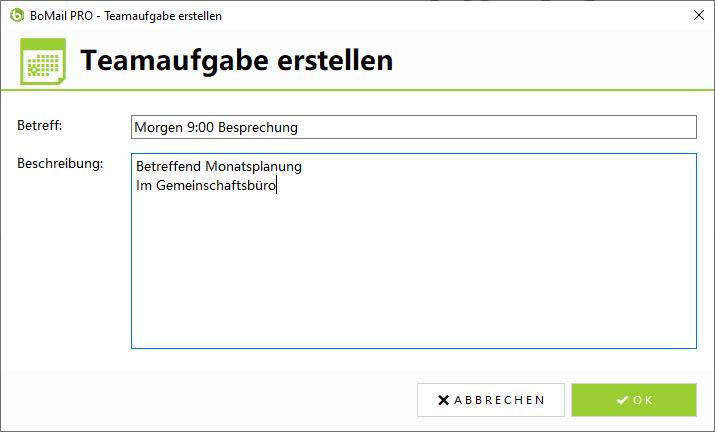 Teamaufgabe erstellen