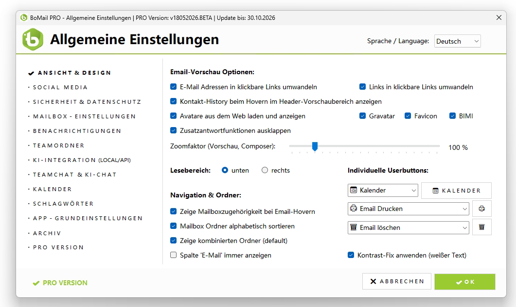Personalisierte Oberfläche